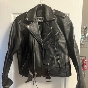 A-1 Genuine Leather Men's Motorcycle Jacket – Black Men's 38
